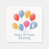 Serviette En Papier Ballons bleus rouges colorés mignons Anniversaire (Devant)