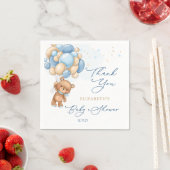 Serviette En Papier Ballons Bleus Teddy Bear Baby shower Merci (En situation)