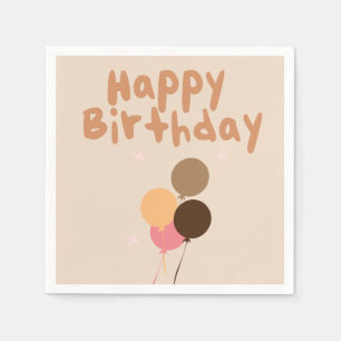 Serviette En Papier Ballons Bohèmes Joyeux Anniversaire   