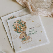 Serviette En Papier Ballons Boho Teddy Bear Baby shower Beige Vert