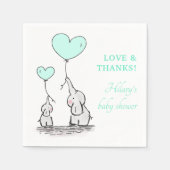 Serviette En Papier Ballons Coeur Vert mignon Baby shower éléphant (Devant)