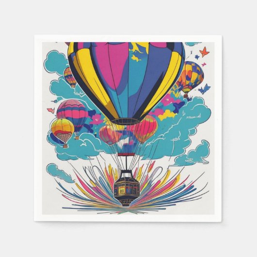 Serviette En Papier Ballons colorés à air chaud (Devant)