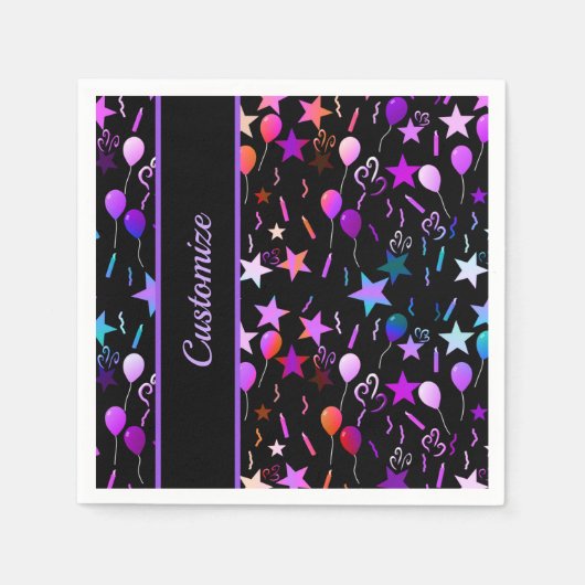 Serviette En Papier Ballons colorés & Stars Party Napkins 2 (Devant)
