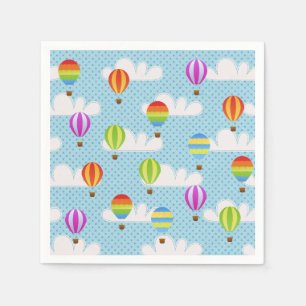 Serviette En Papier Ballons d'air chaud en ciel pointillé nuageux