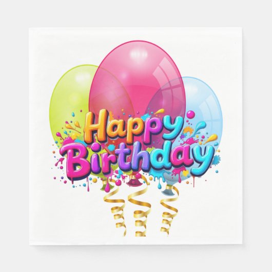 Serviette En Papier Ballons d'anniversaire (Devant)