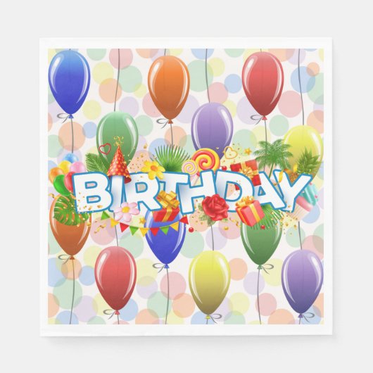 Serviette En Papier Ballons d'anniversaire (Devant)