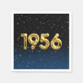 Serviette En Papier Ballons D'Anniversaire 1956 En Étoiles (Devant)