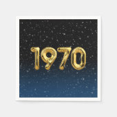 Serviette En Papier Ballons D'Anniversaire 1970 En Étoiles (Devant)