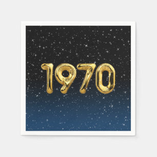 Serviette En Papier Ballons D'Anniversaire 1970 En Étoiles