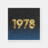 Serviette En Papier Ballons D'Anniversaire 1978 En Étoiles (Devant)