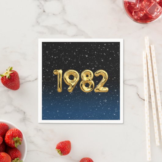 Serviette En Papier Ballons D'Anniversaire 1982 En Étoiles (En situation)