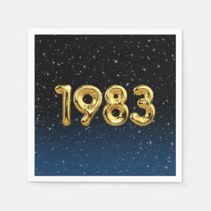Serviette En Papier Ballons d'anniversaire 1983 Dans les étoiles