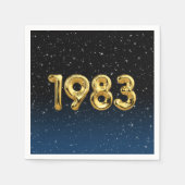 Serviette En Papier Ballons D'Anniversaire 1983 En Étoiles (Devant)