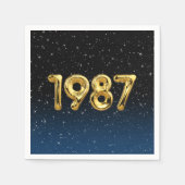 Serviette En Papier Ballons D'Anniversaire 1987 En Étoiles (Devant)