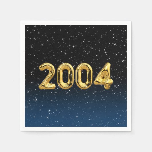 Serviette En Papier Ballons d'anniversaire 2004 En étoiles (Devant)