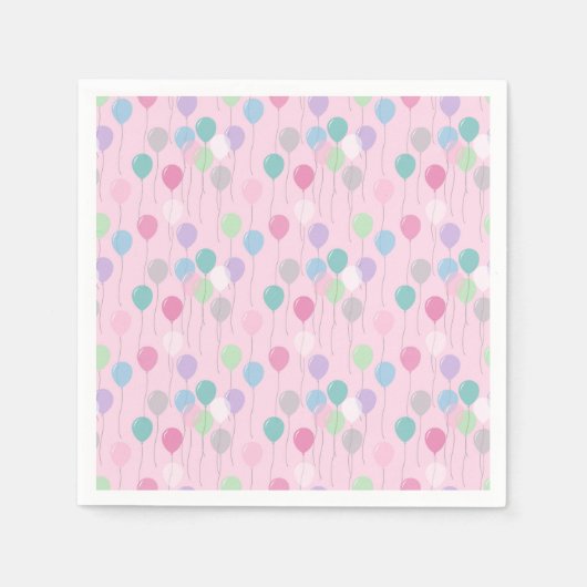 Serviette En Papier Ballons d'anniversaire mignon Motif sur Arrière -  (Devant)