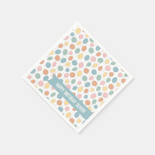 Serviette En Papier Ballons d'anniversaire Personnalisé (Coin)