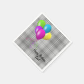 Serviette En Papier ballons d'anniversaire sur plaid gris (Coin)