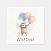 Serviette En Papier Ballons d'aquarelle mignonne Sloth Wild un anniver (Devant)