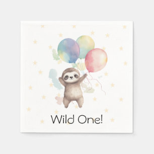 Serviette En Papier Ballons d'aquarelle mignonne Sloth Wild un anniver