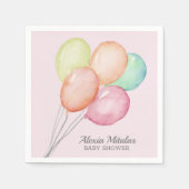 Serviette En Papier Ballons d'aquarelle sur Baby shower rose (Devant)