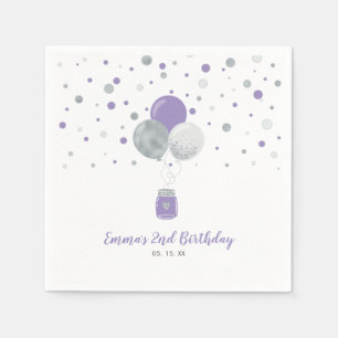 Serviette En Papier Ballons d'argent et violet, Anniversaire de la fil