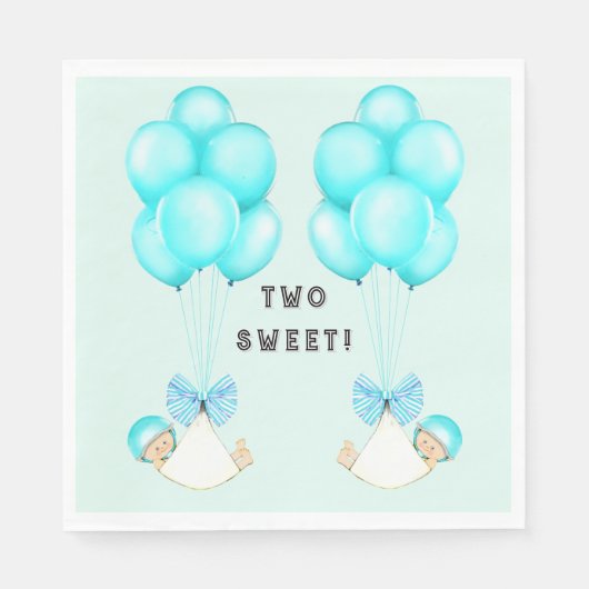 Serviette En Papier Ballons de Baby shower jumeaux (Devant)