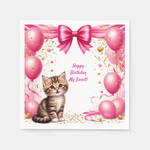 Serviette En Papier Ballons de fête d'anniversaire pour un mignon chat
