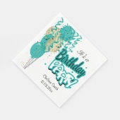 Serviette En Papier Ballons de fête d'anniversaire - Turquoise (Coin)