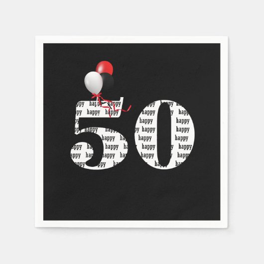 Serviette En Papier Ballons de fête du 50e anniversaire (Devant)