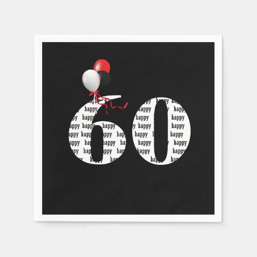 Serviette En Papier Ballons de fête du 60e anniversaire (Devant)