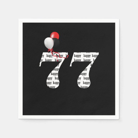 Serviette En Papier Ballons de fête du 77e anniversaire (Devant)