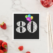 Serviette En Papier Ballons de fête du 80e anniversaire (En situation)
