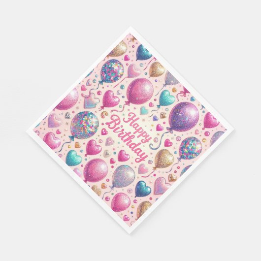 Serviette En Papier Ballons de Glitterie Anniversaire (Coin)