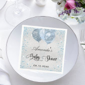 Serviette En Papier Ballons de parties scintillant bleu baby shower