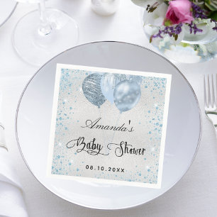 Serviette En Papier Ballons de parties scintillant bleu baby shower