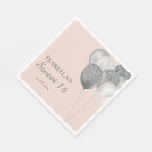 Serviette En Papier Ballons de Parties scintillant en argent rose vif  (Coin)