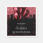 Serviette En Papier Ballons de parties scintillant rouge noir Quincean (Devant)
