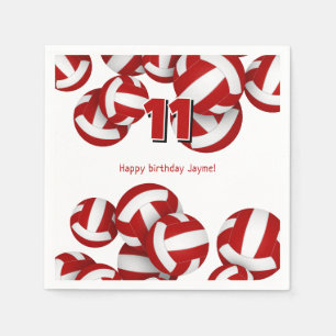 Serviette En Papier ballons de volley rouges filles garçons fête d'ann