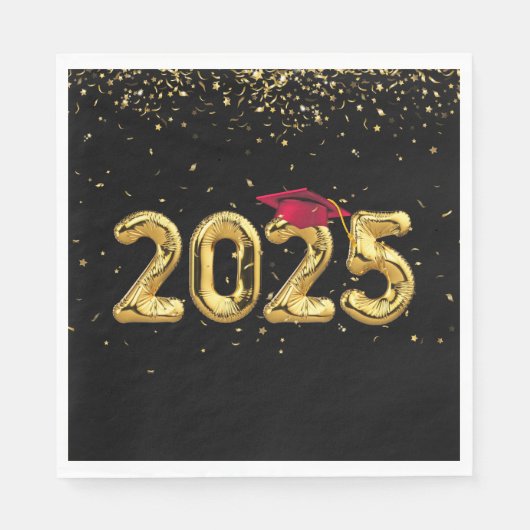 Serviette En Papier Ballons d'or 2025 et Casquette rouge (Devant)