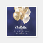 Serviette En Papier Ballons d'or bleu marine (Devant)