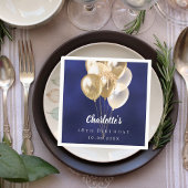 Serviette En Papier Ballons d'or bleu marine