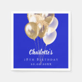 Serviette En Papier Ballons d'or bleu royal (Devant)
