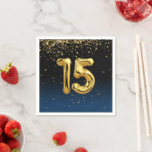 Serviette En Papier Ballons d'or du 15e anniversaire (En situation)