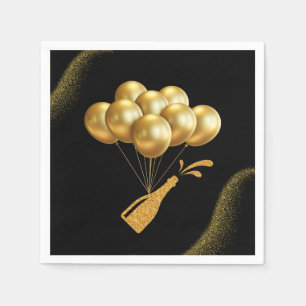 Serviette En Papier Ballons d'or et champagne