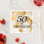 Serviette En Papier Ballons d'or et de blanc fête d'anniversaire (En situation)