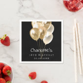 Serviette En Papier Ballons d'or noir d'anniversaire (En situation)