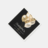 Serviette En Papier Ballons d'or noir d'anniversaire (Coin)