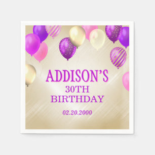 Serviette En Papier Ballons d'or rose
