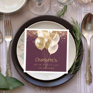 Serviette En Papier Ballons d'or rose